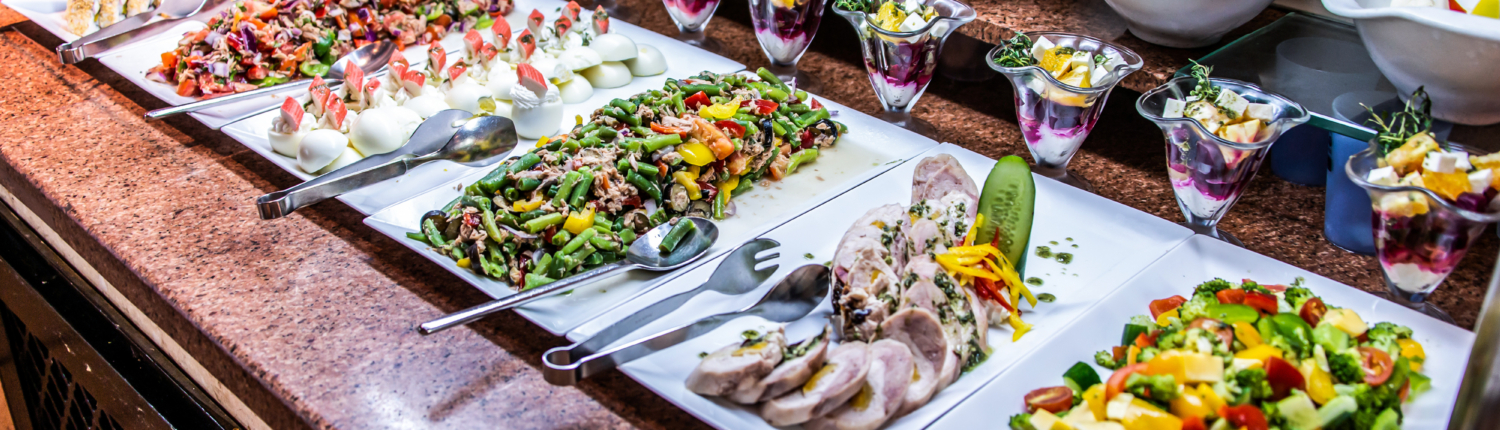 Assortment fresh vegetable salads vegetarian buffet tasty side dish variety. Healthy food set, organic, natural egypt